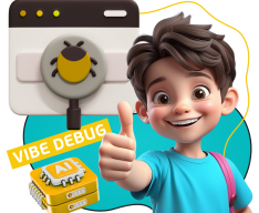 Тестирование & Vibe Debug. Охотники за багами - КИБЕРшкола программирования для детей, компьютерные курсы для школьников, начинающих и подростков - KIBERone г. Оренбург